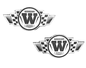 Kawasaki W Series Metal Emblem – Retro Racing Badge | Vintage TankDecal for W175 W250 W800