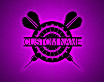 Custom dartbord dartspel houten muur kunst led-licht gepersonaliseerde dart gamer naambord-home decor game zone kinderkamer decoratie-kerstcadeau