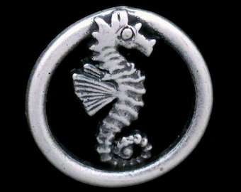 Seahorse, Tropical, Island Sculptural Button Nicky Epstein Antique Silver German Made LG