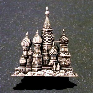 Rare Vintage St. Basil&#39;s Cathedral Castle Pin Brooch Hi Quality Pewter Signed Jonette