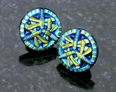 Dragonfly Earrings Electric Turquoise Blue Glass 3 Dragonflies 3D Post Earrings