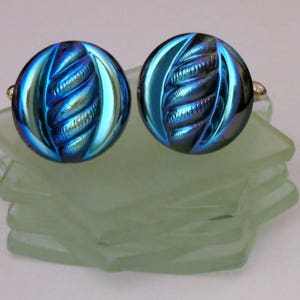 Intensely Electric Turquoise Blue Scarab Glass Cufflinks