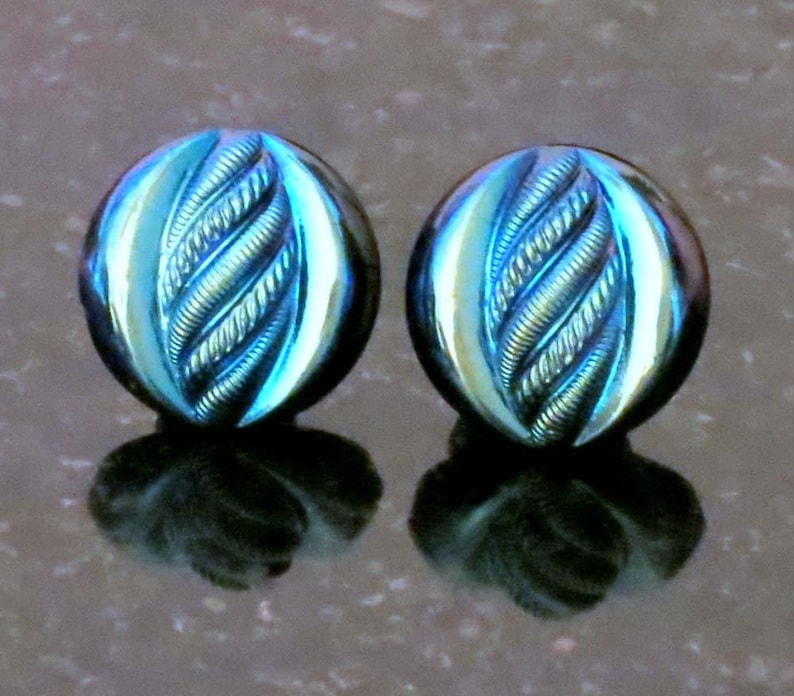 Earrings Vintage Cabochon Glass Earrings Electric Turquoise Blue Scarab Button Earrings