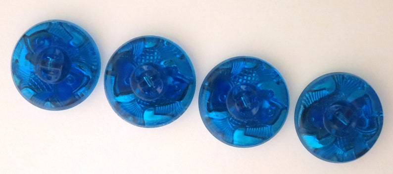 3 Fish Buttons Czech Glass Bright Iridescent Turquoise and Gold Pisces Fish 3 Fish Buttons