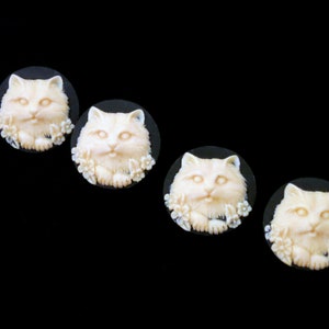 4 Kitty Cat Boutons Noir Et Ivoire Couleur Visage 4 Chat Etsy