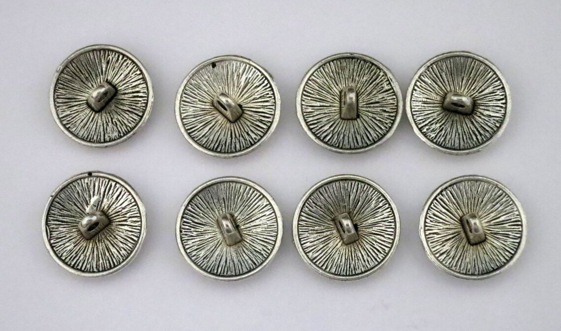 Folk Button 6 Folk Art Buttons Flower Floral Leaves Silver With Black Accent 6 ...