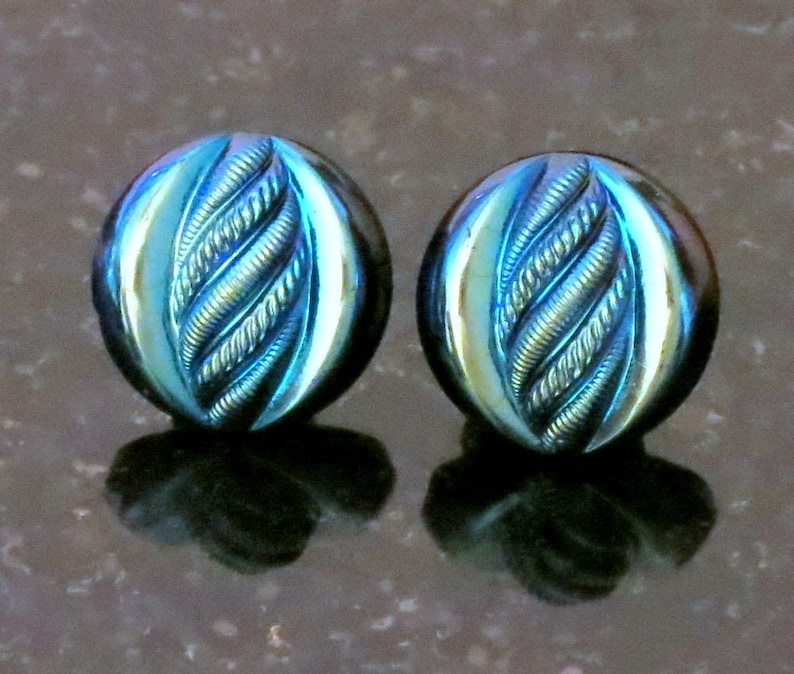 Earrings Vintage Cabochon Glass Earrings Electric Turquoise Blue Scarab Button Earrings