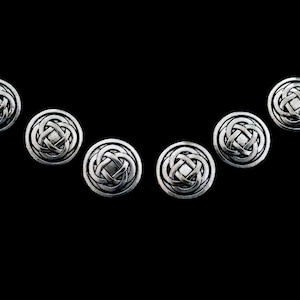 6 Silver Metal Buttons Celtic Knot Gaelic Irish Ireland Buttons Slightly Domed with Metal Shank