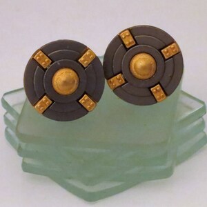 Steampunk Cufflinks German Components Gears,Rings,Rivets Gold and Antique Silver Cufflinks