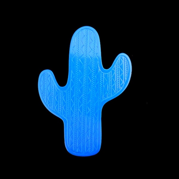 Rare Vintage Southwest Cactus Brooch Pin Engraved Blue Brooch Pin LG Showy US JJ Jonette