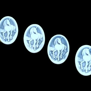 4 Unicorn Buttons, Fantasy, Mythical, Spirit, Legendary Creature Sewing Buttons Wedgwood Blue and White Style Buttons