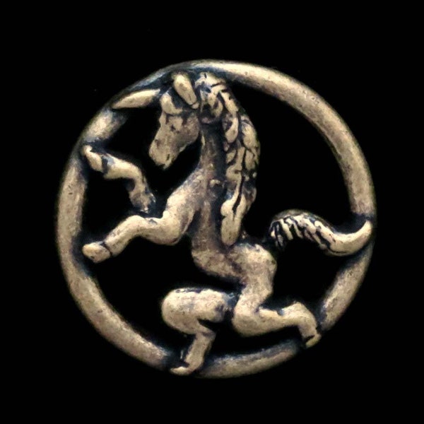 Unicorn Dancing Fantasy Antiqued Brass Button Sculptural Nicky Epstein German Made 3D