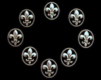 6 Fleur de lis Silver Metal Buttons Victorian Metal Shank Ancient Rome Shield  Silver Buttons Renaissance, Medieval