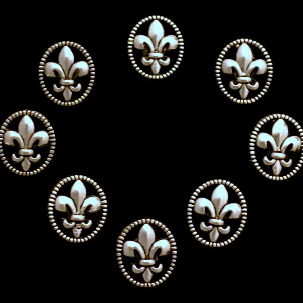 6 Fleur de lis Silver Metal Buttons Victorian Metal Shank Ancient Rome Shield  Silver Buttons Renaissance, Medieval