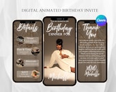 Animated Birthday Invitation Canva Template | Digital Birthday Dinner Invite | Editable Phone Invitation
