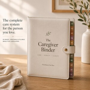 Caregiver Binder Printable, Elderly Parent Care Organizer, Medical & Medication Planner, Aging Parent Digital Binder PDF