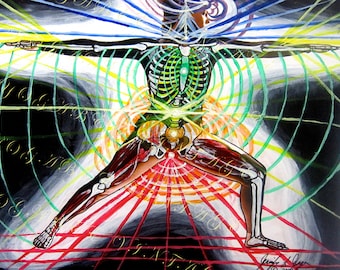 Yoga Art Anatomy Studio-serie: Warrior II yogapose (8 x 10 digitale download)