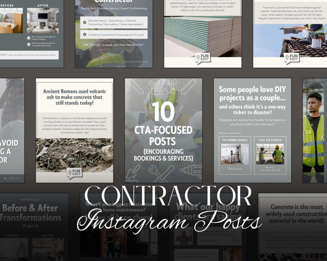 Spring Contractor Posts Contractor Instagram Post Templates | 94 Canva Editable Posts - Etsy