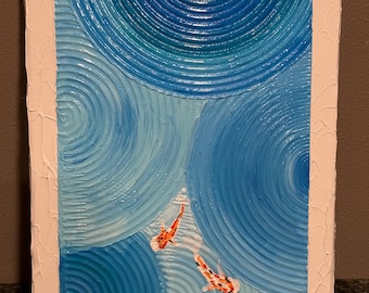Getextureerd schilderij koivissen