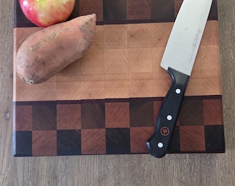 Handmade End Grain Cutting Board | Walnut, Maple, Cherry, Padauk Butcher Block, Juice Groove