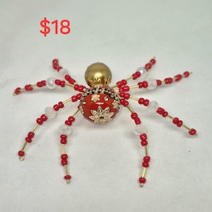 Enchanted European Christmas Spider ornament & year round suncatcher/ Handmade beaded spider legend / Whimsical holiday decor.