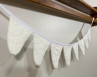 White Vintage Quilt Bunting- wedding, nursery, bridal shower, vintage, quilted