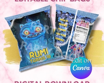Redigerbar omslagspåse med Derpy Tiger Chip | Utskrivbar omslagspåse | Canva-mall | Direktåtkomst | Kpop-födelsedag