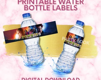 Zombies 4 waterlabel, png | Afdrukbaar feestbedankje | 16 oz flesetiket | Digitale download | Verjaardagsdecoratie | Direct afdrukken | Zombies-film