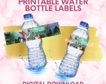 Zootopia 2 Water Label PNG | Printable Party Favor | 16oz Bottle Label | Digital Download | Movie Birthday Decor | Instant Print