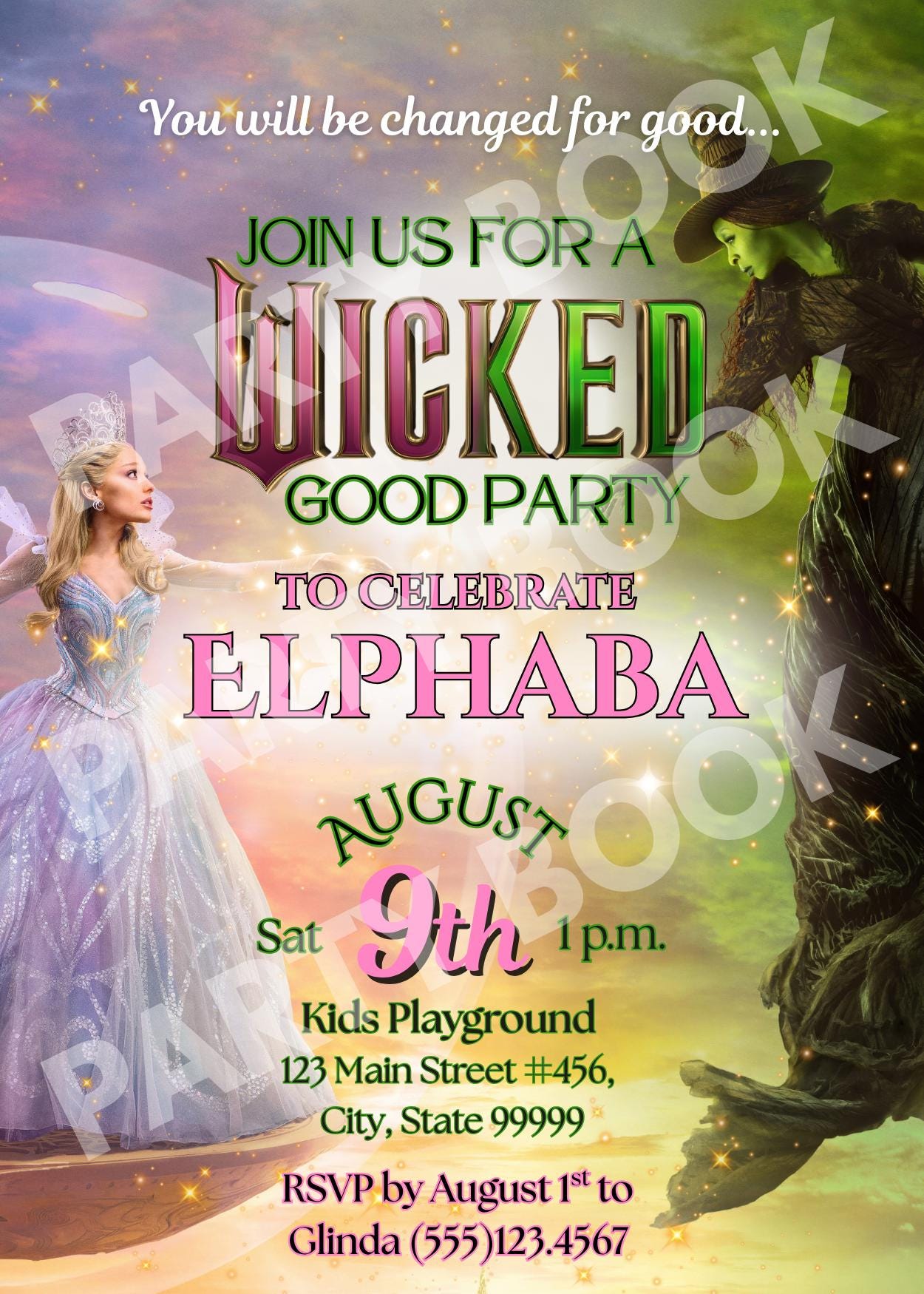 Downloadable Wicked Invitations Wicked for Good Party Invitation Editable Template | Canva Digital ...