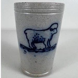 Cerámica vintage Rowe Pottery Works, 1988, hecha a mano, con forma de oveja y esmaltada en sal, de gres