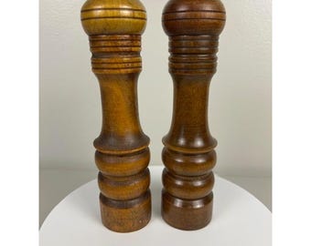 Vintage Woodcrest by Styson Wooden Salt and Pepper Shaker Set Made in Japan MCM