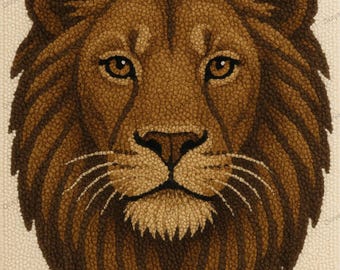 Lion Rug, Animal, Punch Needle, Handmade Rug, Wall Decor