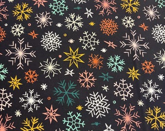 Merry & Mod Cloud 9 organic quilting cotton yardage Frosted and Charcoal White Christmas Holiday