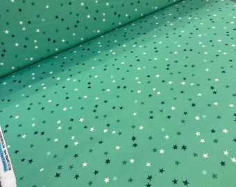 Merry & Mod Cloud 9 organic quilting cotton yardage Holiday Sparkle Deep Mint Christmas Holiday