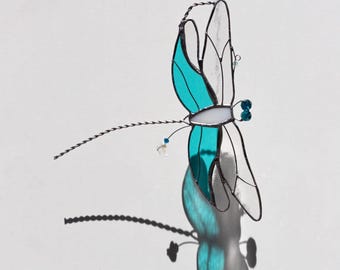 Hanging Stained Glass Dragonfly Suncatcher – Handmade Glass Home Decor