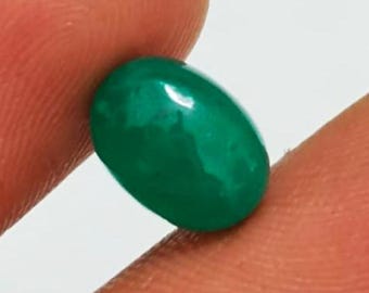Natural Emerald Oval Cabochon – 2.60 Carat | 10x7.30x4.30 mm | Green Oval Shape Loose Gemstone for Jewelry Making