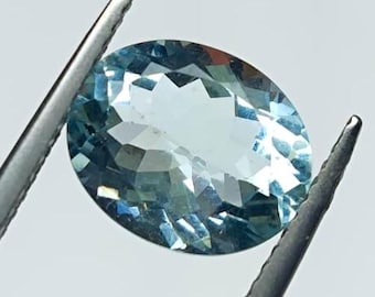 Natural Aquamarine 2.84 Ct | 11x9x5 mm Oval Faceted Gem | Sky Blue Loose Stone | AAA Quality | For Ring or Pendant