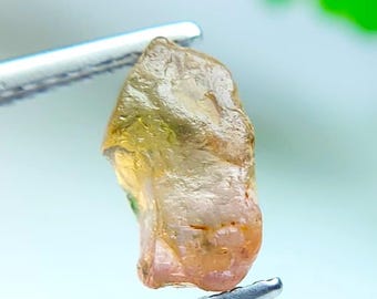 1.80 Carat Natural Bi-Color Tourmaline Rough Crystal | Pink and peach Tourmaline Raw Stone Healing Crystal | Jewelry Making Rough Gemstone.
