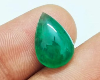 Natural Emerald Pear Cabochon – 4.40 Carat | 14×9.5×4 mm | Green Pear Shape Loose Gemstone for Jewelry Making