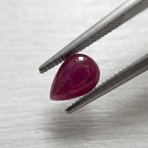 Loose Pear Ruby Cabochon, 1.18 Ct Natural Red Ruby Gem, Teardrop Ruby Cab for Wire Wrapping & Bezel Pendant, Genuine July Birthstone.