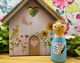 Historical figure hand painted peg doll