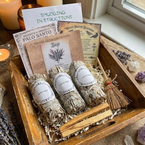 FREE DELIVERY Ships to the UK only Smudging Bundle Kit includes 3 White Sage Smudging Wands and 2 Palo Santo Holy Wood