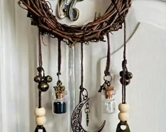 Witchbells # Handgefertigter Türgriff-Aufhänger zum Aufhängen an Eingangstüren, um negative Energien vor dem Betreten Ihres Hauses abzuwehren.