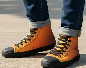 Oranje vervaagde hoge canvas sneakers voor heren | Streetwear-sneakers met kleurverloop | Avid Londen