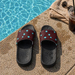 Men’s Polka Dot Slides | Soho Dot Pool Slides | Summer Slip On Sandals | Comfortable Shower Slides | Casual Beach Sandals for Men