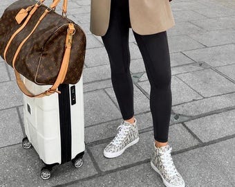 Knightsbridge Armour High Top Canvas | Snakeskin Print sneakers Women | Designer Style High Tops | Casual Streetwear Shoes | Gift for Her