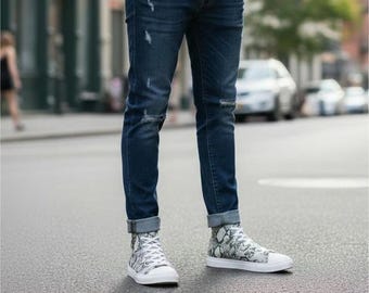 Scarpe da uomo alte in tela / Sneakers streetwear alla moda / Scarpe da ginnastica casual leggere / Scarpe comode per tutti i giorni / Regalo per lui