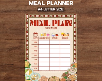 Digital Meal Planner | Self Care Food Journal | Printable Planner