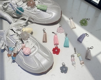 Single Shoe Charms DIY, Cute Sneaker Accessories, Tassel & Beaded Shoe Decorations, Removable Shoe Clips, Lace Decoration Charm,Gift for Her